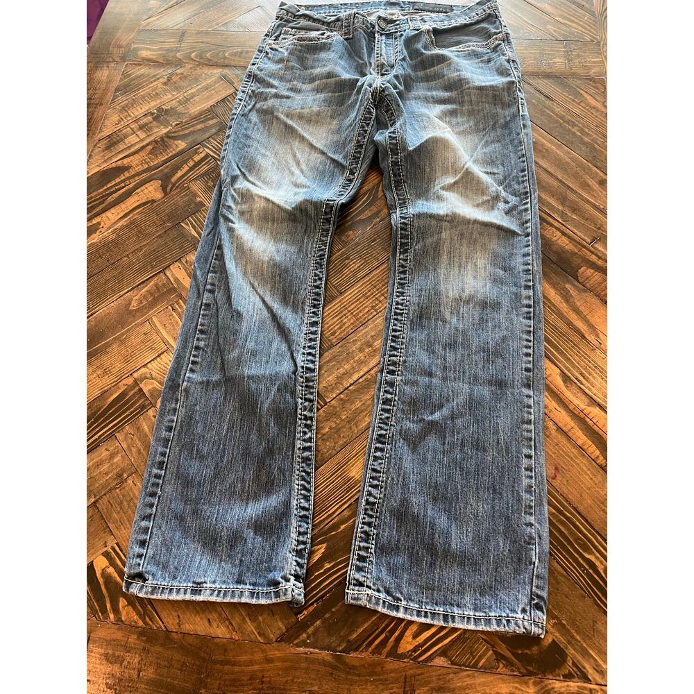 Axel Blue Jeans Men 32x34 Western Cowboy Y2K Thick Stitch Streetwear Aztec Comfy